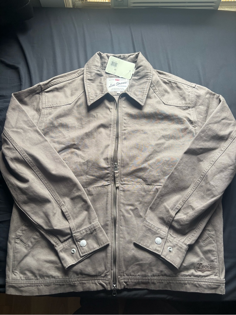 Levi's Men's Taupe Zip-Front Canvas Shirt Jacket